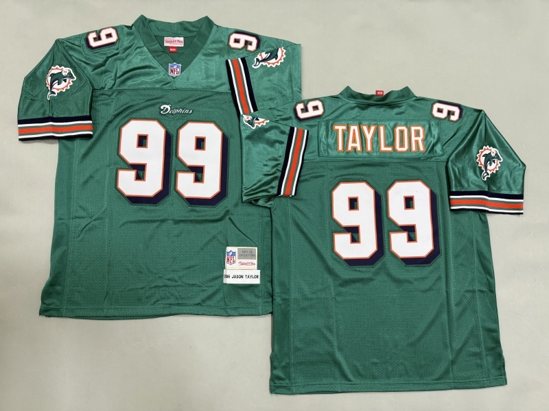 Men 2025 Miami Dolphins #99 Taylor green Throwback Limited NFL Jersey style 002